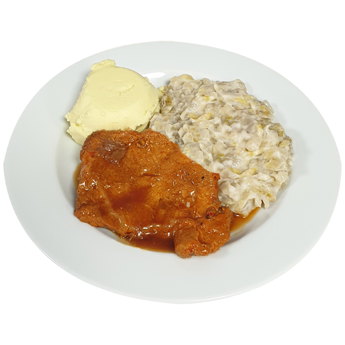 Varkensfiletlap Vleesjus Witlof a la creme Aardappelpuree